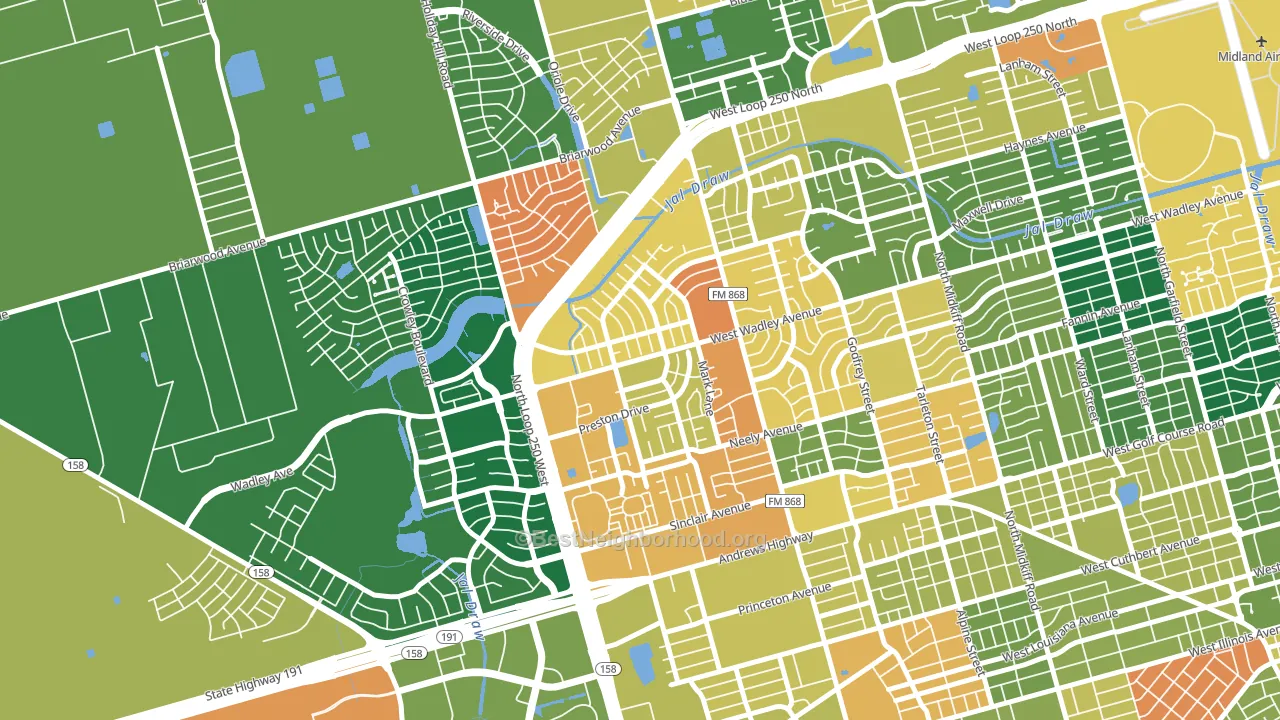 Wydewood Estates, Midland, TX block-group voter-turnout map