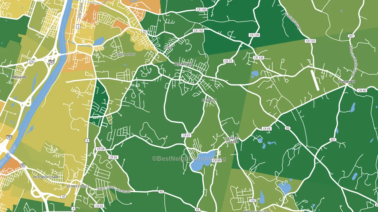 Wynantskill, NY block-group voter-turnout map