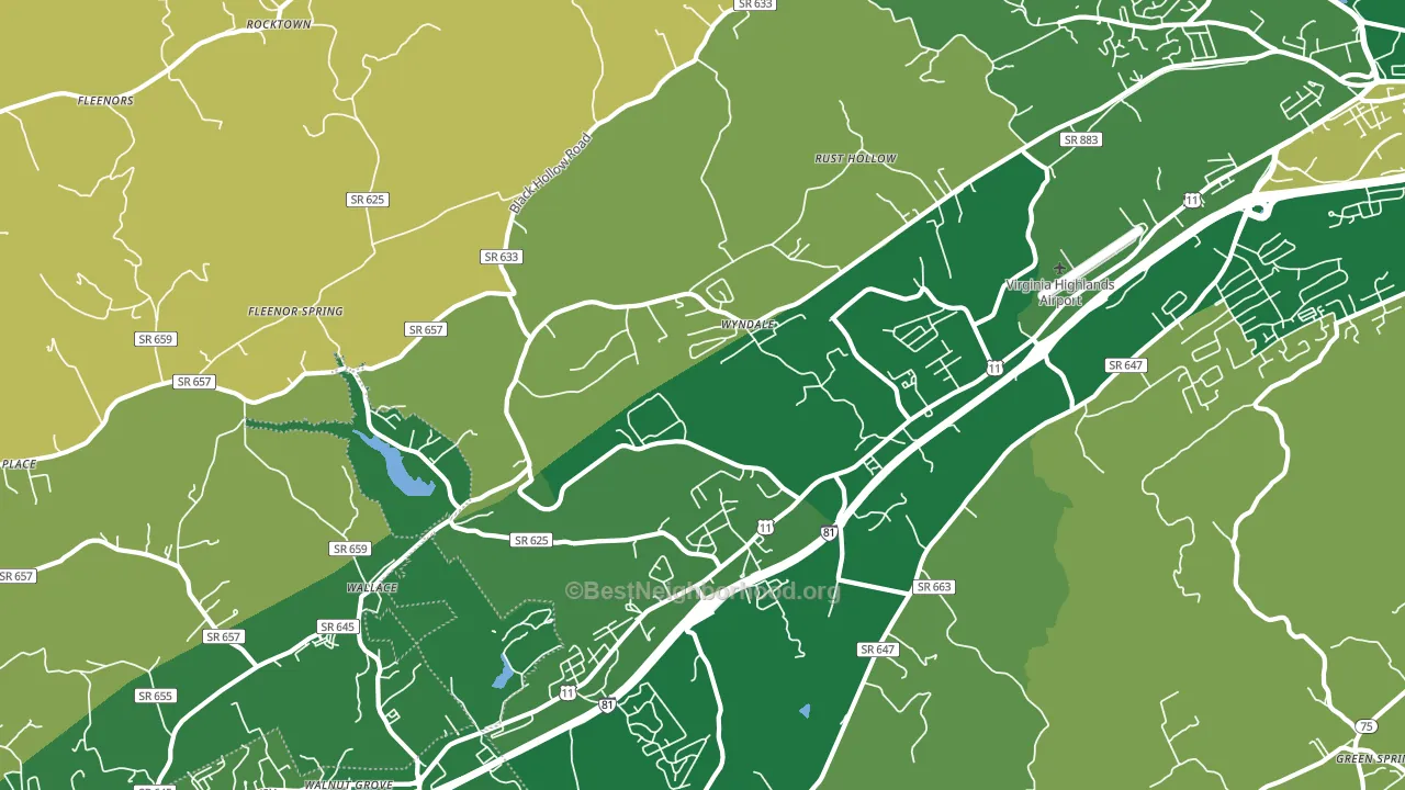 Wyndale, VA block-group voter-turnout map