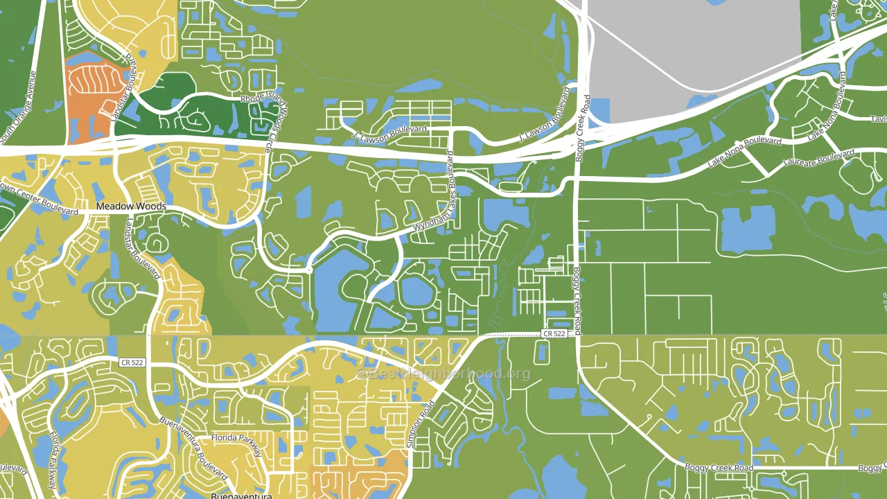 Wyndham Lakes Estates, Meadow Woods, FL block-group voter-turnout map