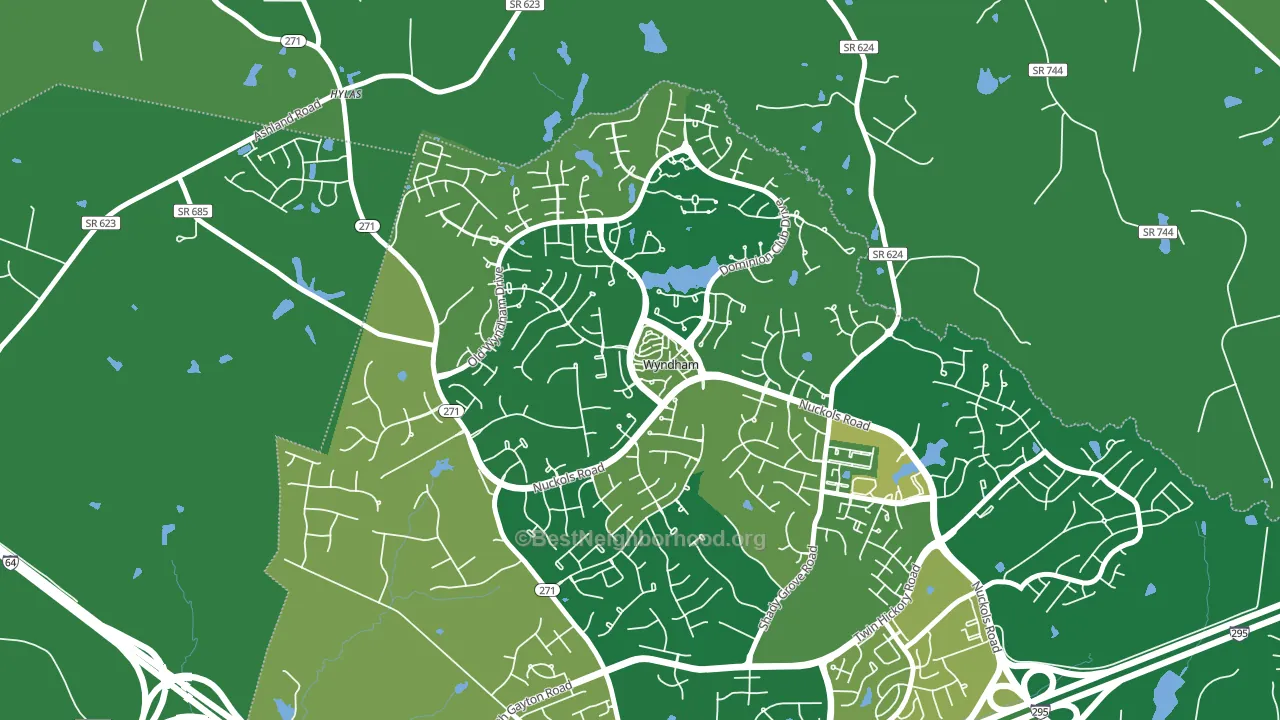 Wyndham, VA block-group voter-turnout map