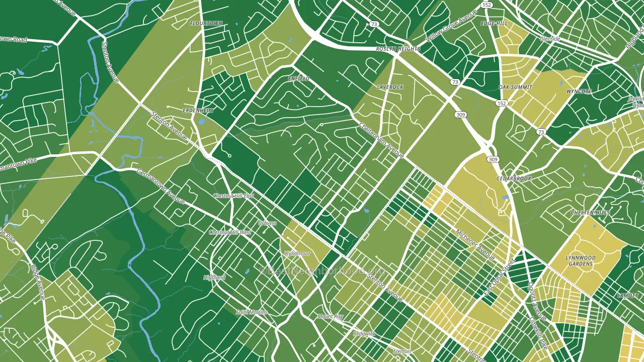 Wyndmoor, Glenside, PA block-group voter-turnout map