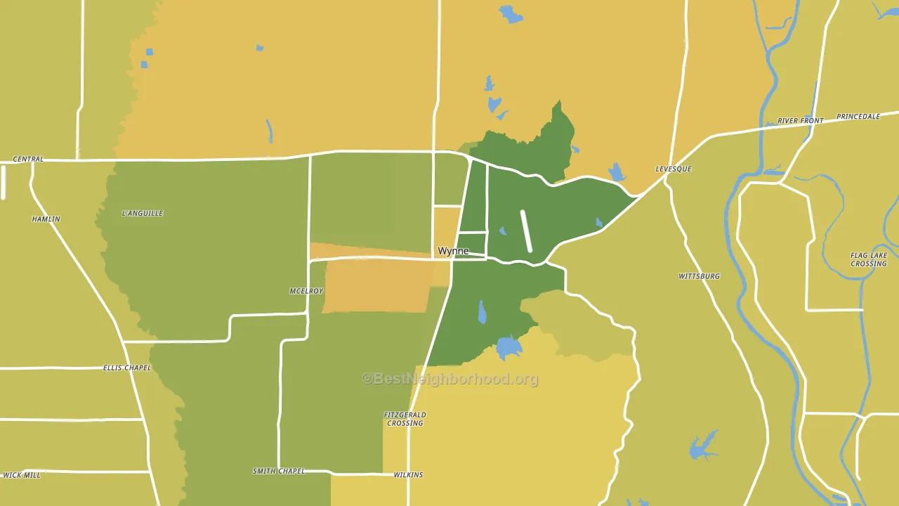 Wynne, AR block-group voter-turnout map