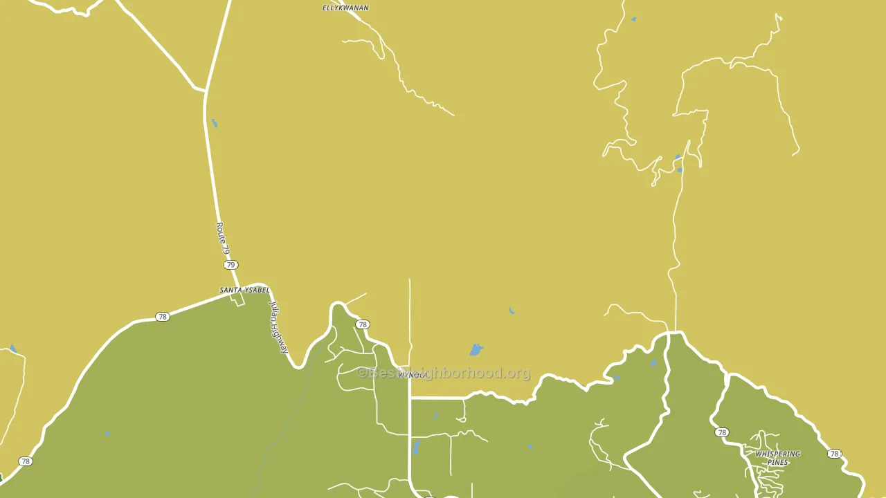Wynola, CA block-group voter-turnout map
