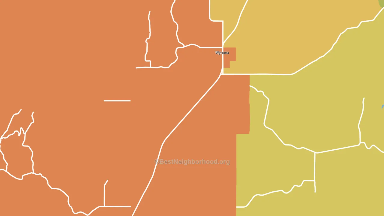 Wynona, OK block-group voter-turnout map