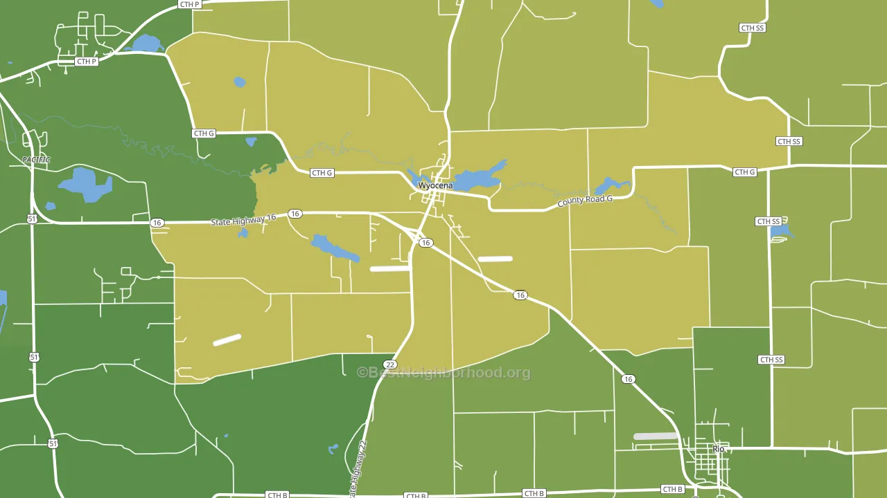 Wyocena, WI block-group voter-turnout map