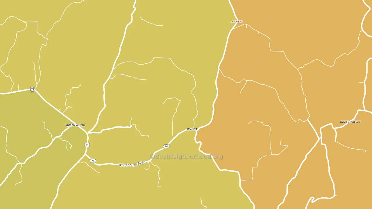 Wyola, AR block-group voter-turnout map