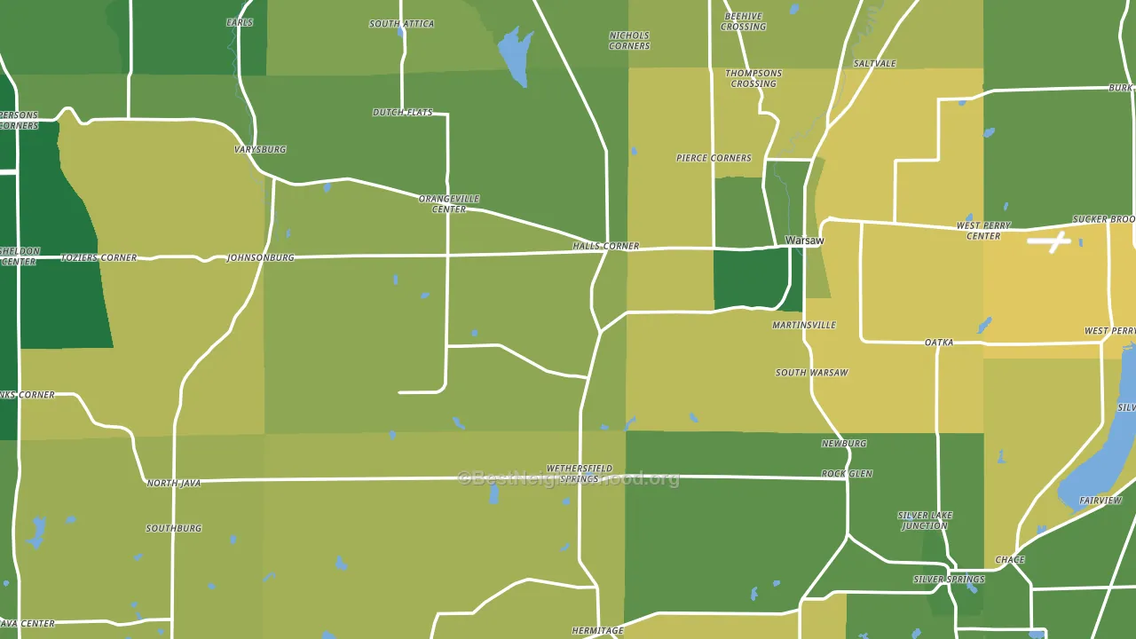 Wyoming County, NY block-group voter-turnout map