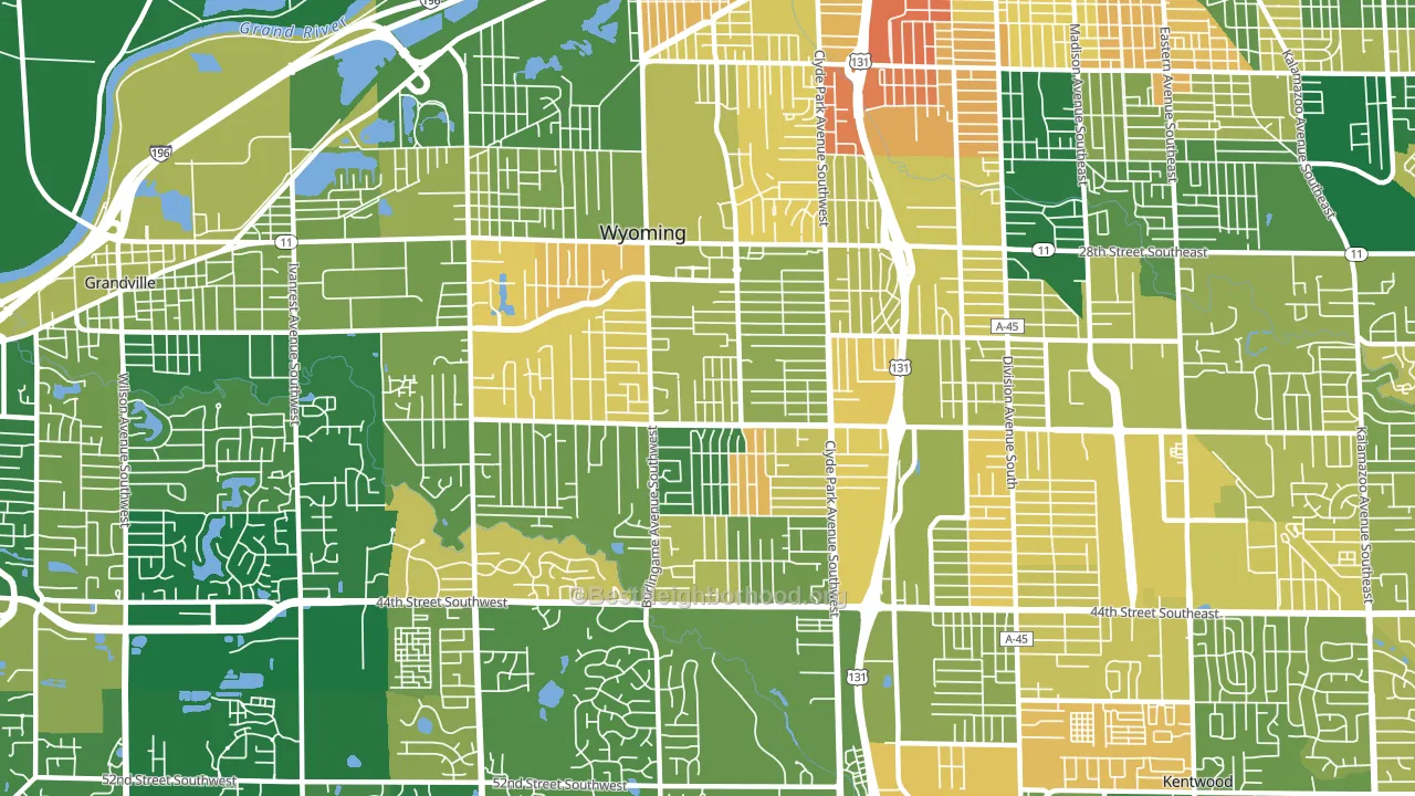 Wyoming, MI block-group voter-turnout map