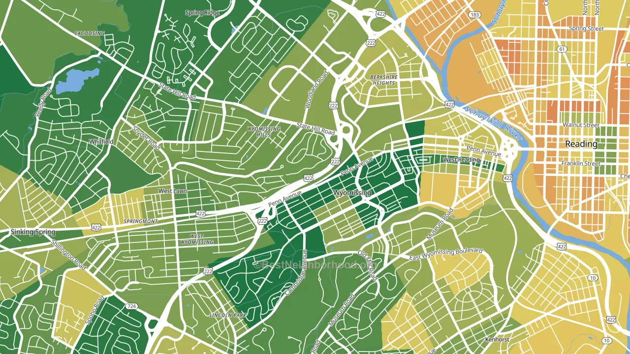 Wyomissing, PA block-group voter-turnout map