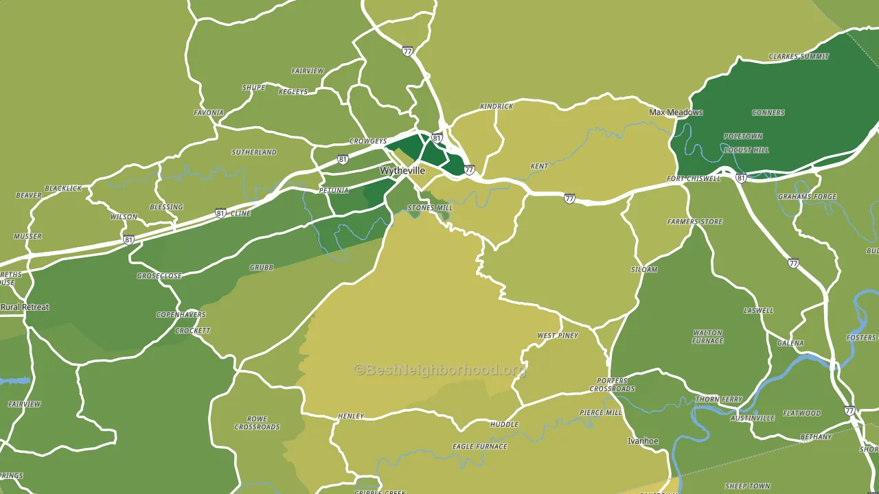 Wythe County, VA block-group voter-turnout map