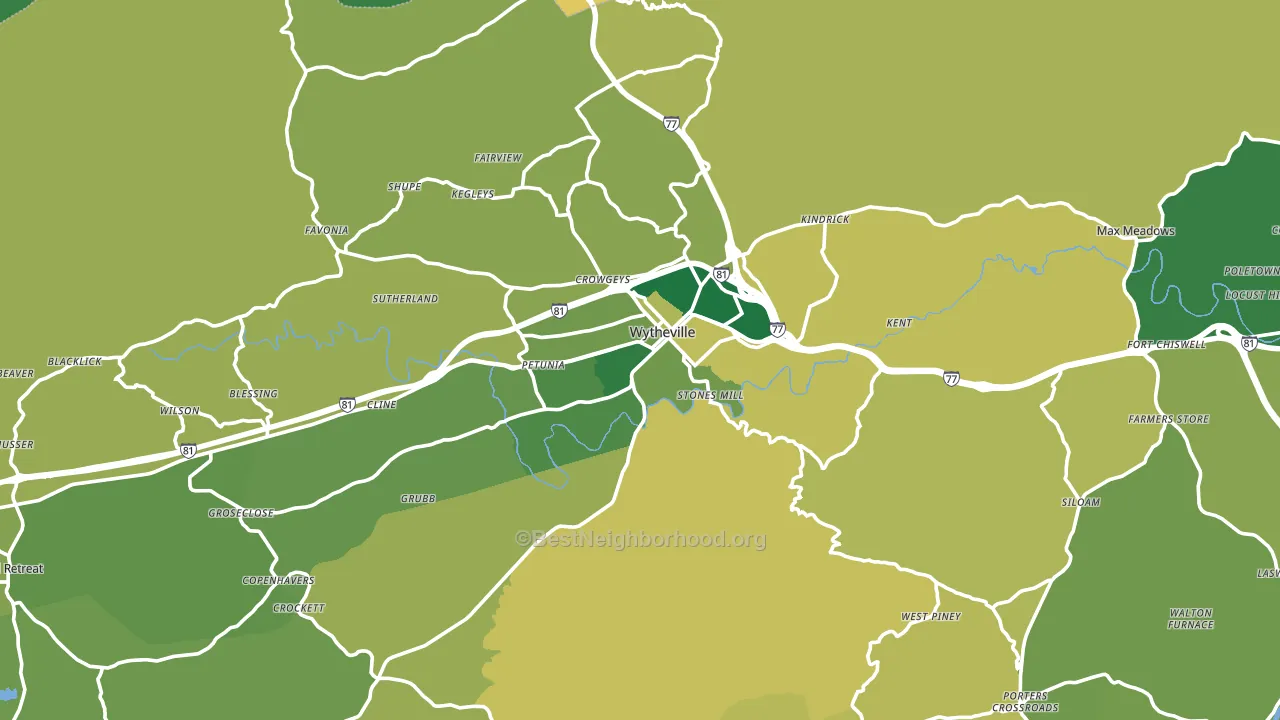 Wytheville, VA block-group voter-turnout map