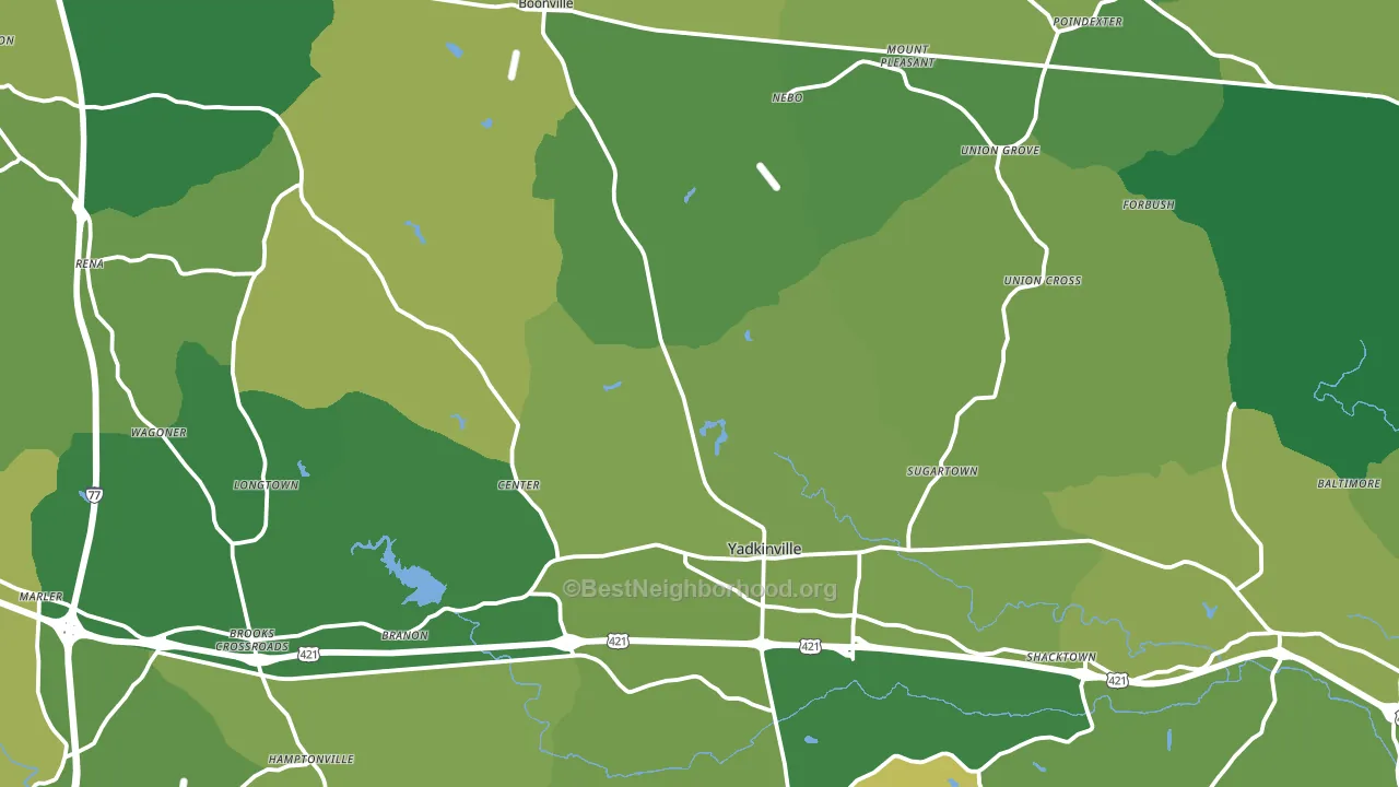Yadkin County, NC block-group voter-turnout map