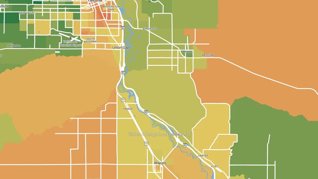 Yakima County, WA block-group voter-turnout map
