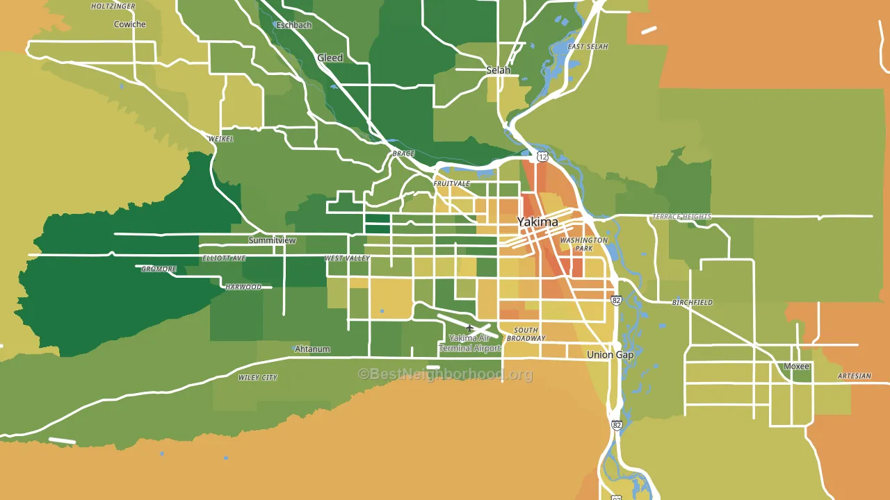 Yakima, WA block-group voter-turnout map