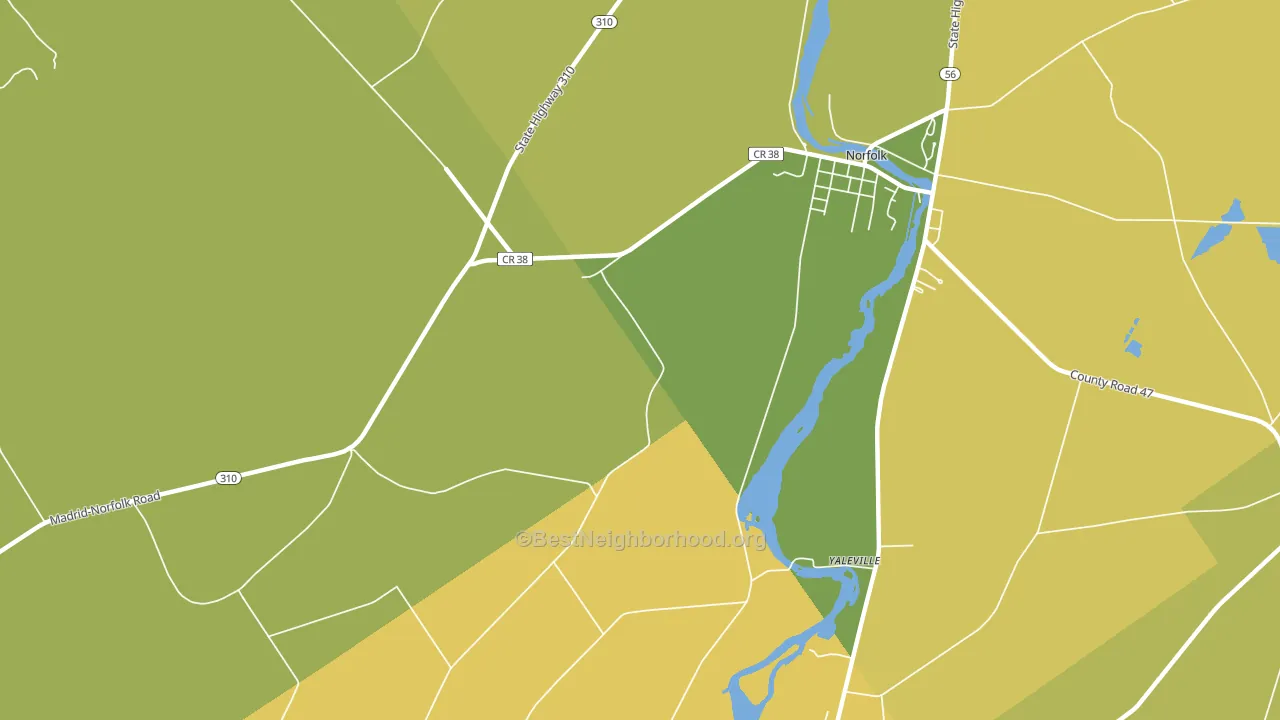 Yaleville, NY block-group voter-turnout map
