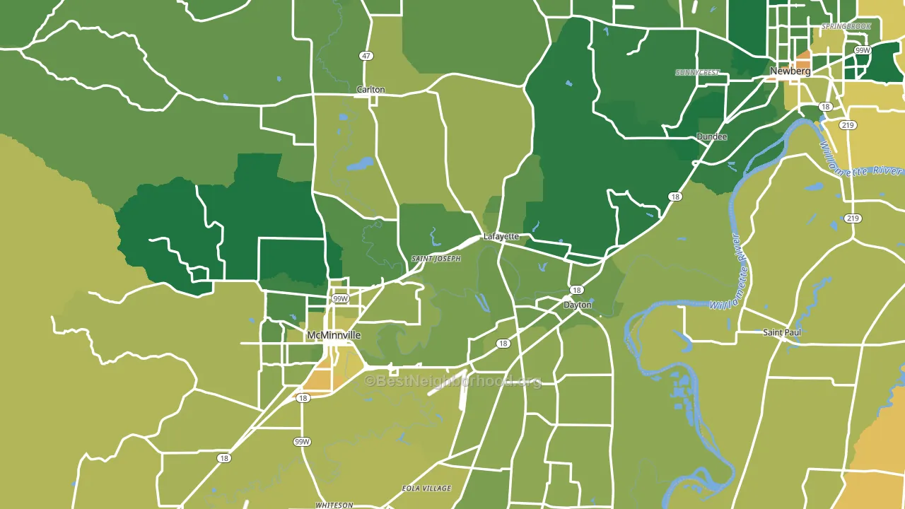 Yamhill County, OR block-group voter-turnout map