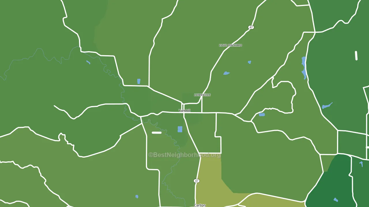 Yamhill, OR block-group voter-turnout map