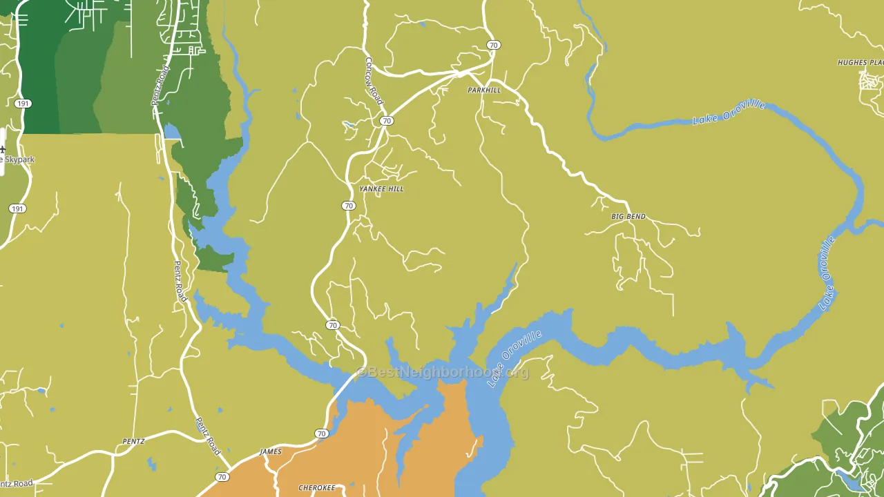 Yankee Hill, CA block-group voter-turnout map