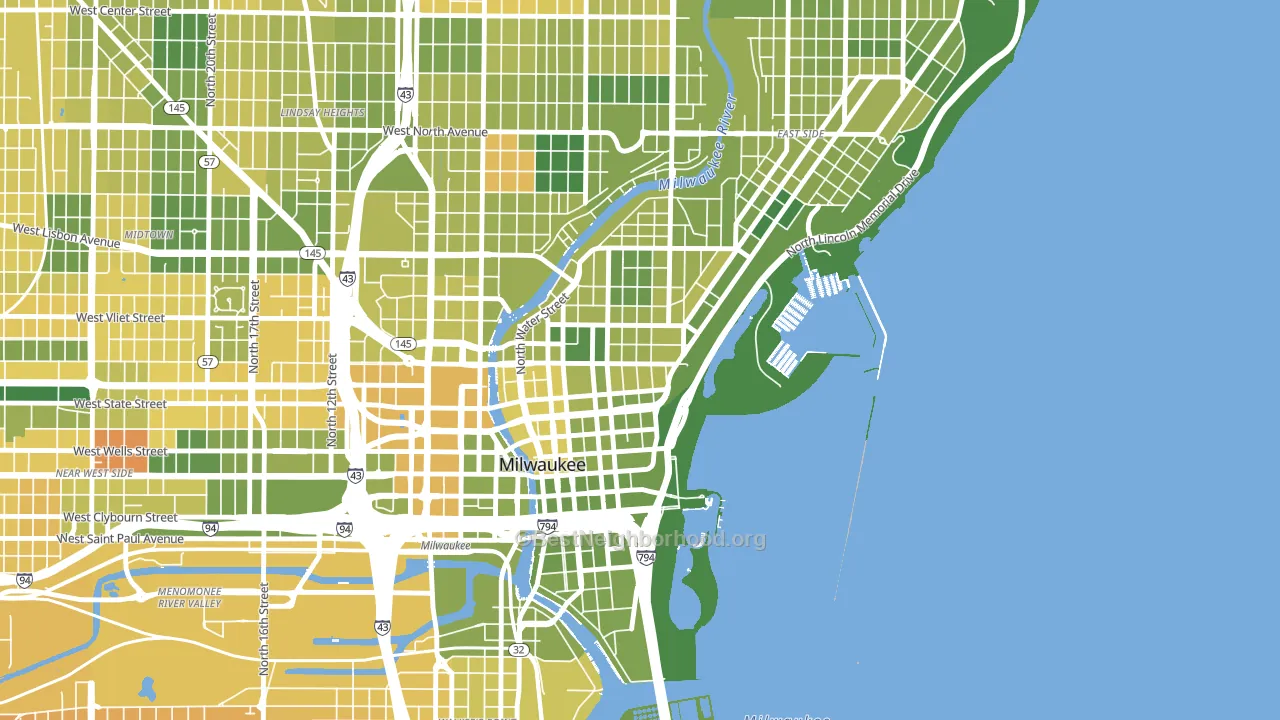 Yankee Hill, Milwaukee, WI block-group voter-turnout map