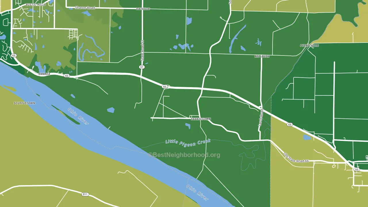 Yankeetown, IN block-group voter-turnout map