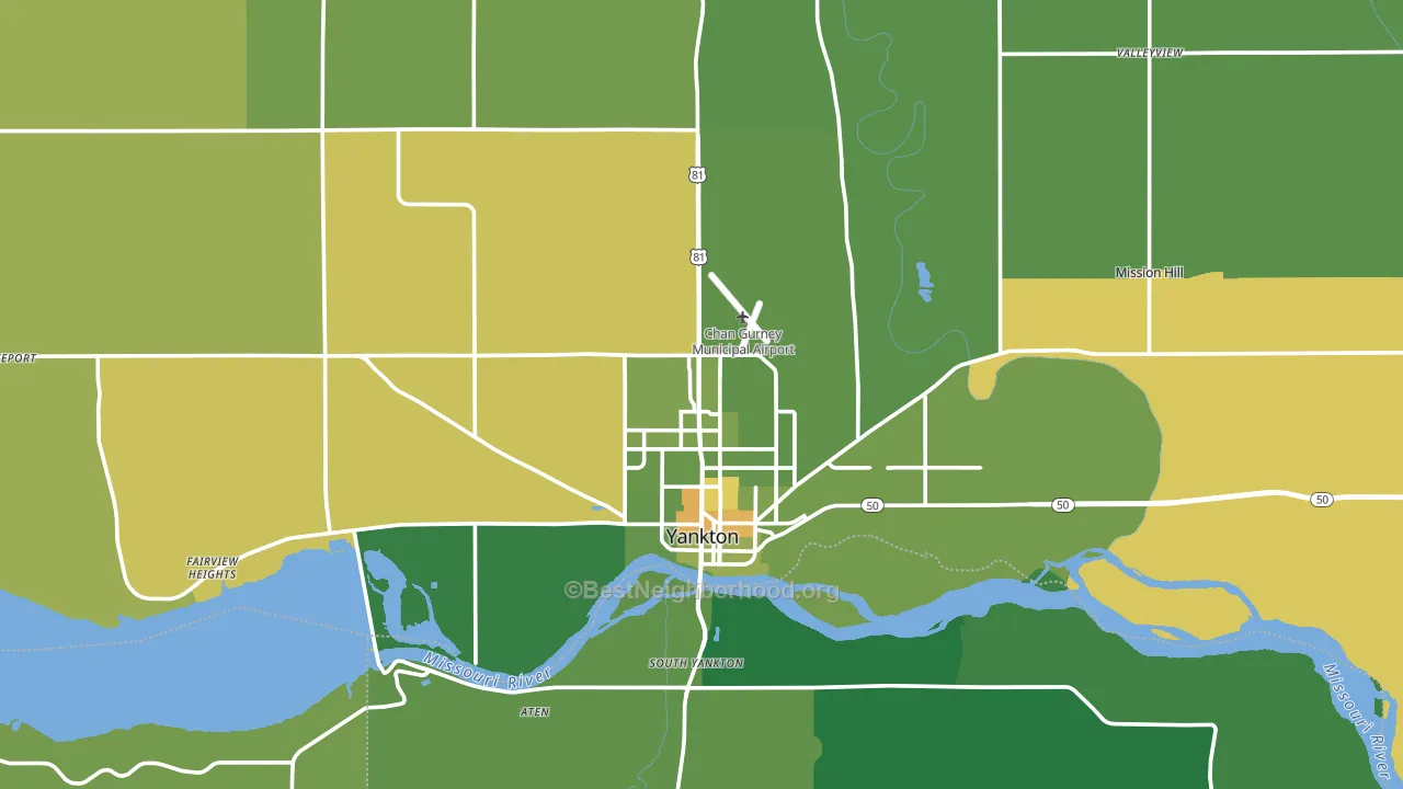 Yankton County, SD block-group voter-turnout map