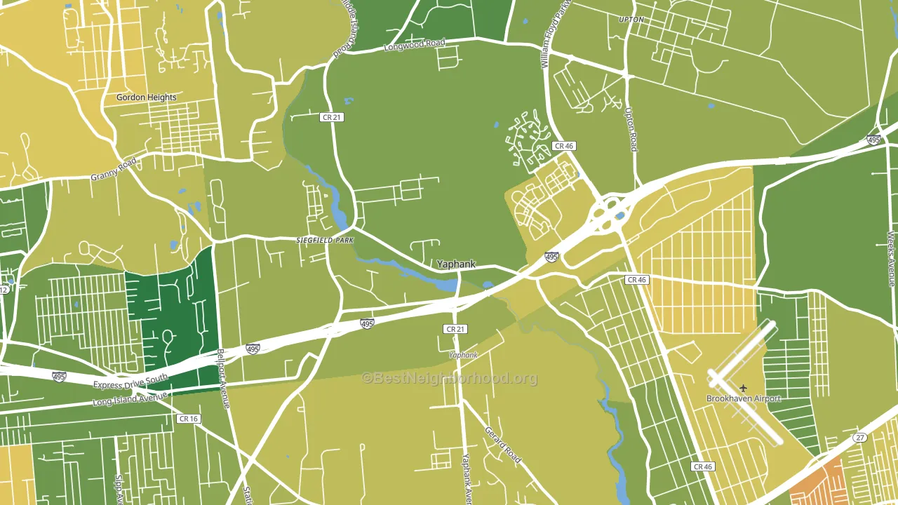 Yaphank, NY block-group voter-turnout map