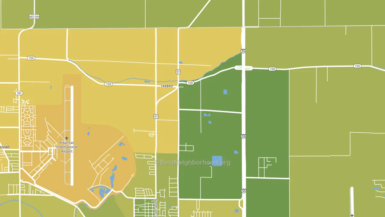 Yarbro, AR block-group voter-turnout map