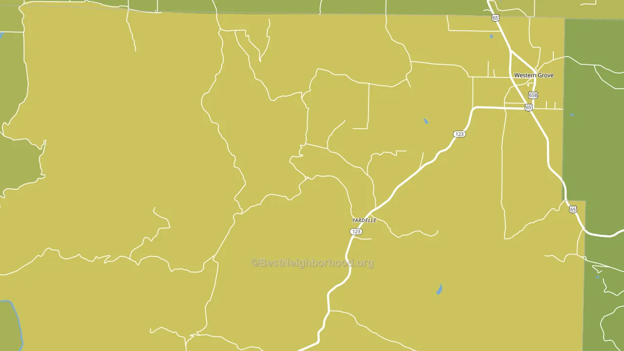 Yardelle, AR block-group voter-turnout map