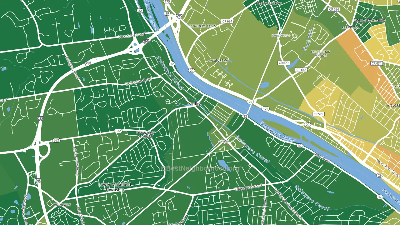 Yardley, PA block-group voter-turnout map