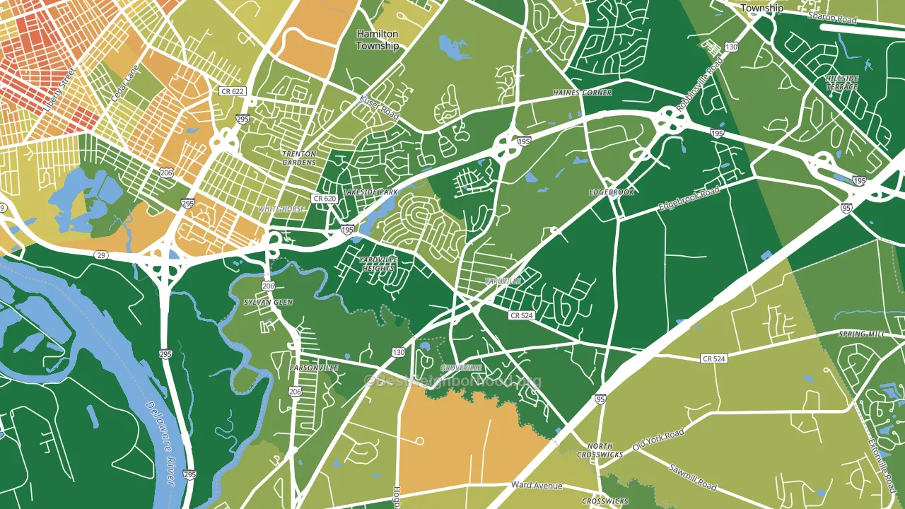 Yardville, NJ block-group voter-turnout map