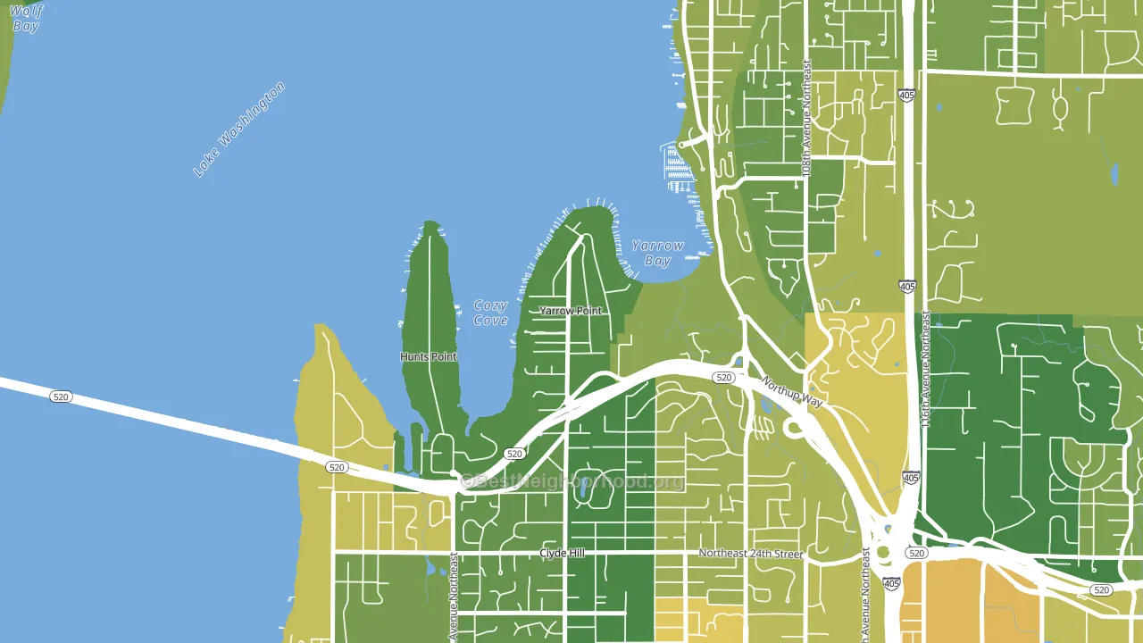 Yarrow Point, WA block-group voter-turnout map