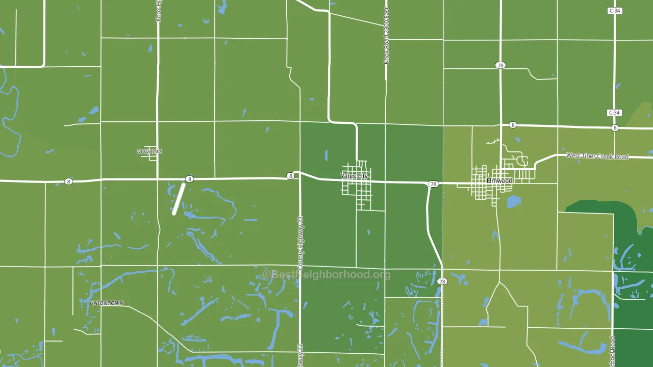 Yates City, IL block-group voter-turnout map