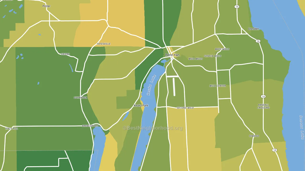 Yates County, NY block-group voter-turnout map