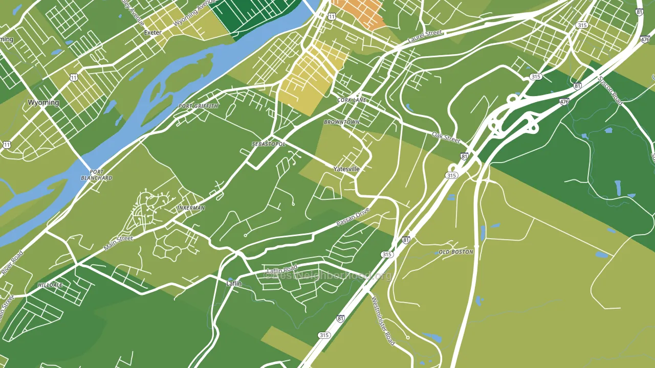 Yatesville, PA block-group voter-turnout map