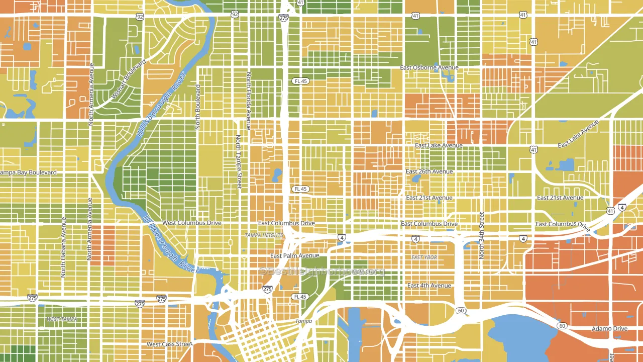 Ybor City, Tampa, FL block-group voter-turnout map