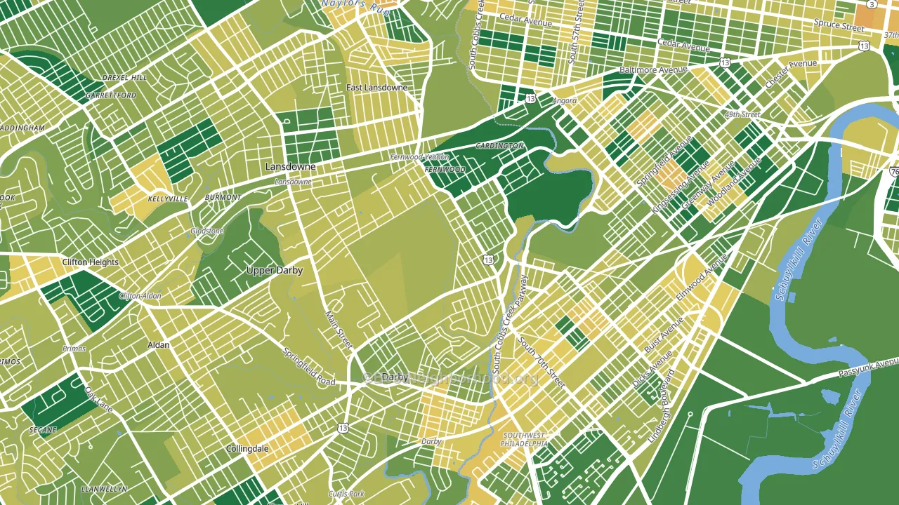 Yeadon, PA block-group voter-turnout map