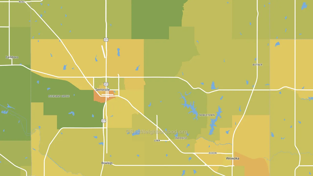 Yeager, OK block-group voter-turnout map