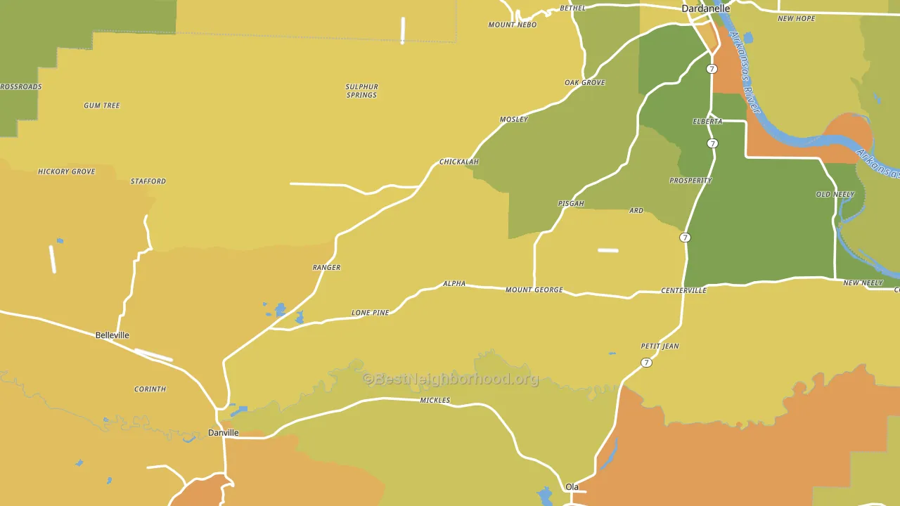 Yell County, AR block-group voter-turnout map