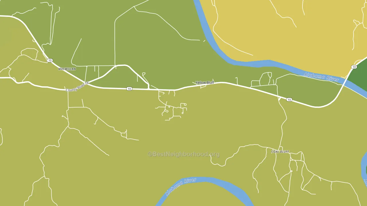 Yellow Bluff, AL block-group voter-turnout map