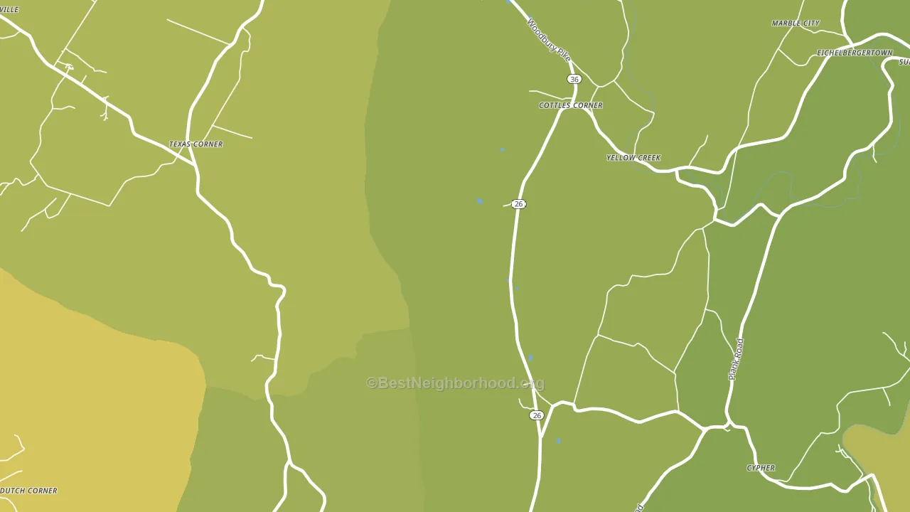 Yellow Creek, PA block-group voter-turnout map