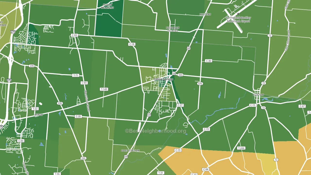Yellow Springs, OH block-group voter-turnout map