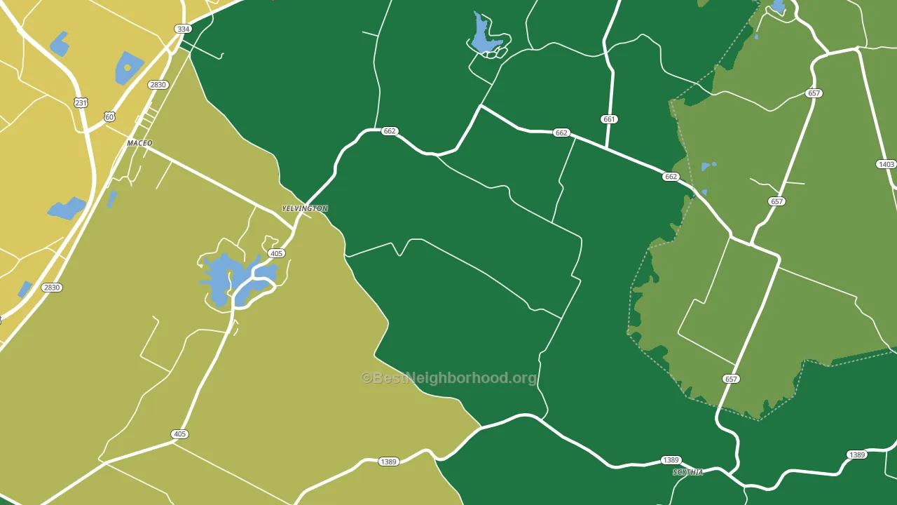 Yelvington, KY block-group voter-turnout map