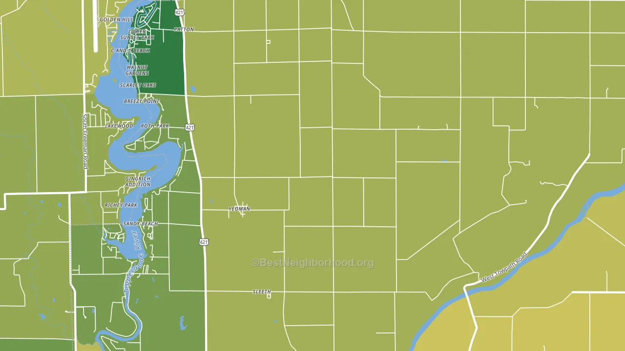 Yeoman, IN block-group voter-turnout map