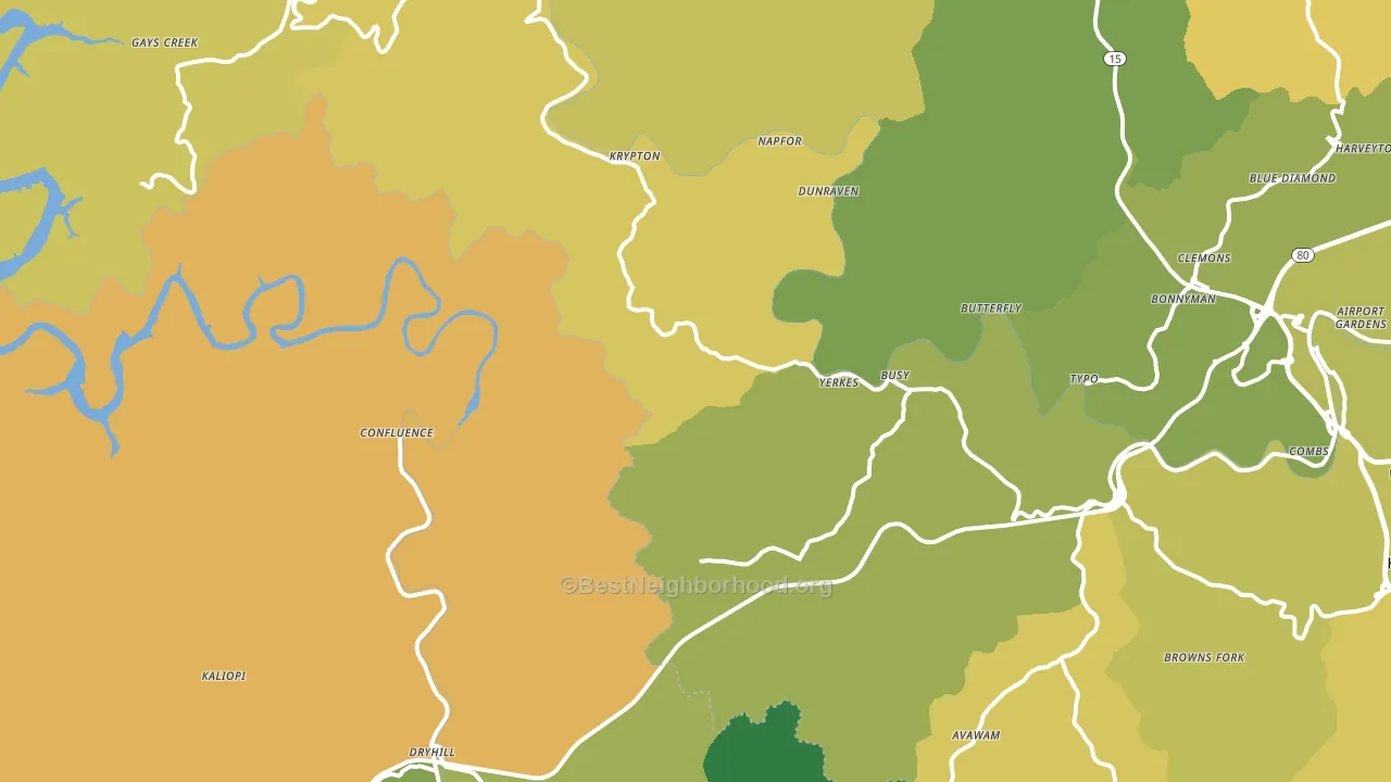 Yerkes, KY block-group voter-turnout map