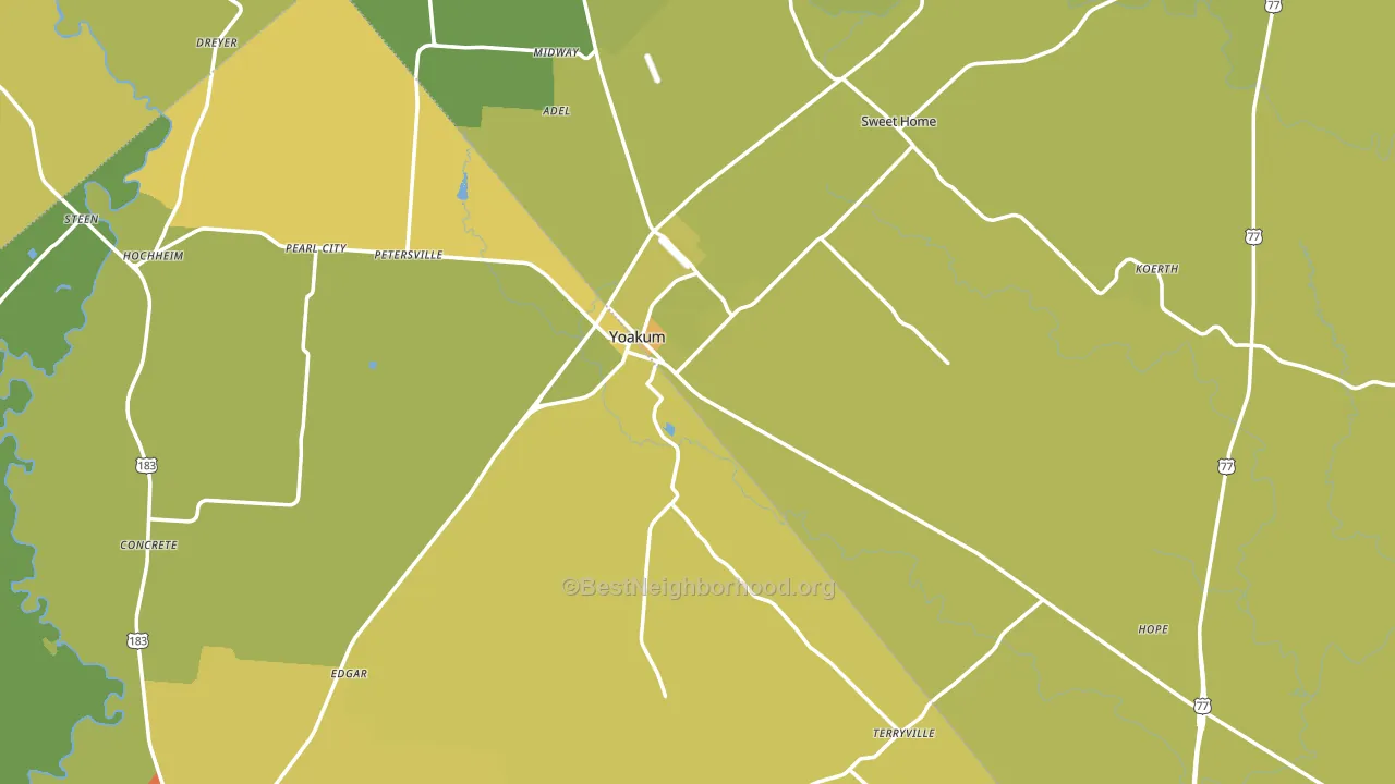 Yoakum, TX block-group voter-turnout map