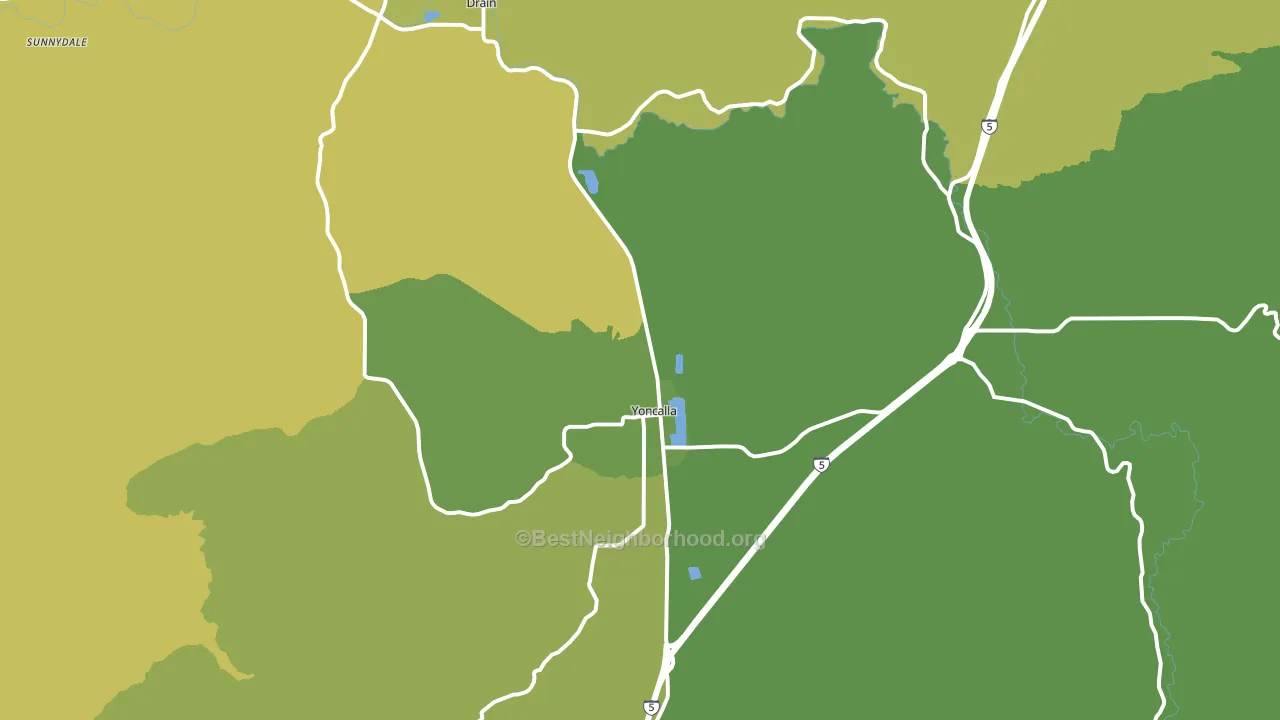 Yoncalla, OR block-group voter-turnout map