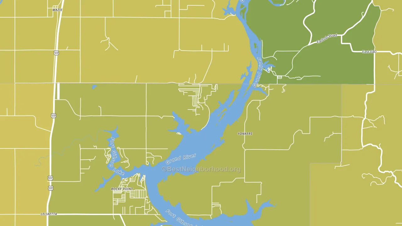 Yonkers, OK block-group voter-turnout map