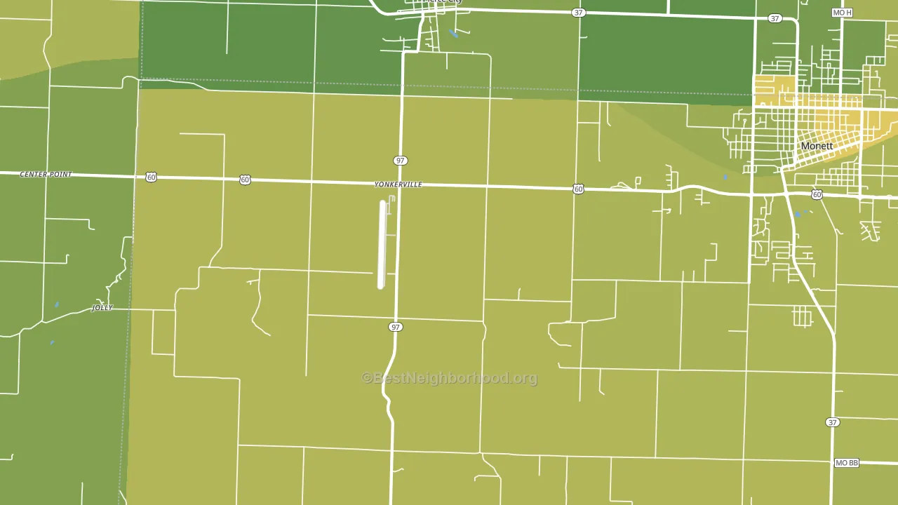 Yonkerville, MO block-group voter-turnout map