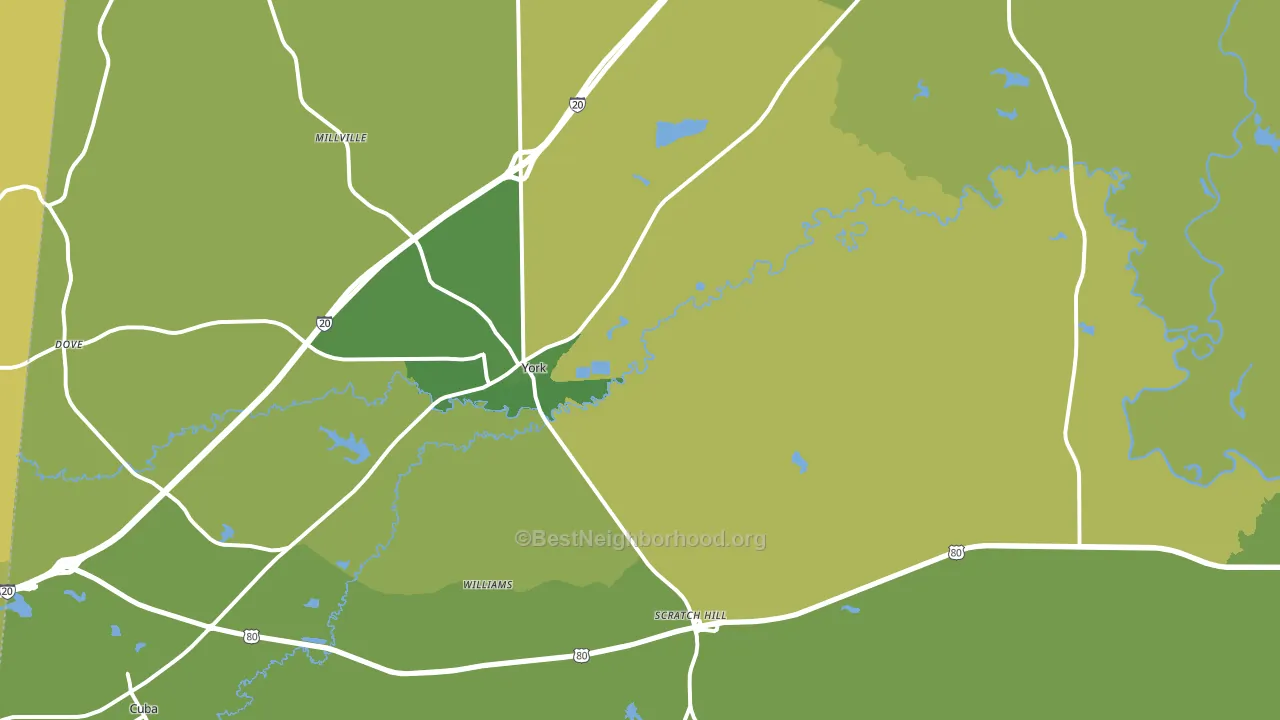 York, AL block-group voter-turnout map